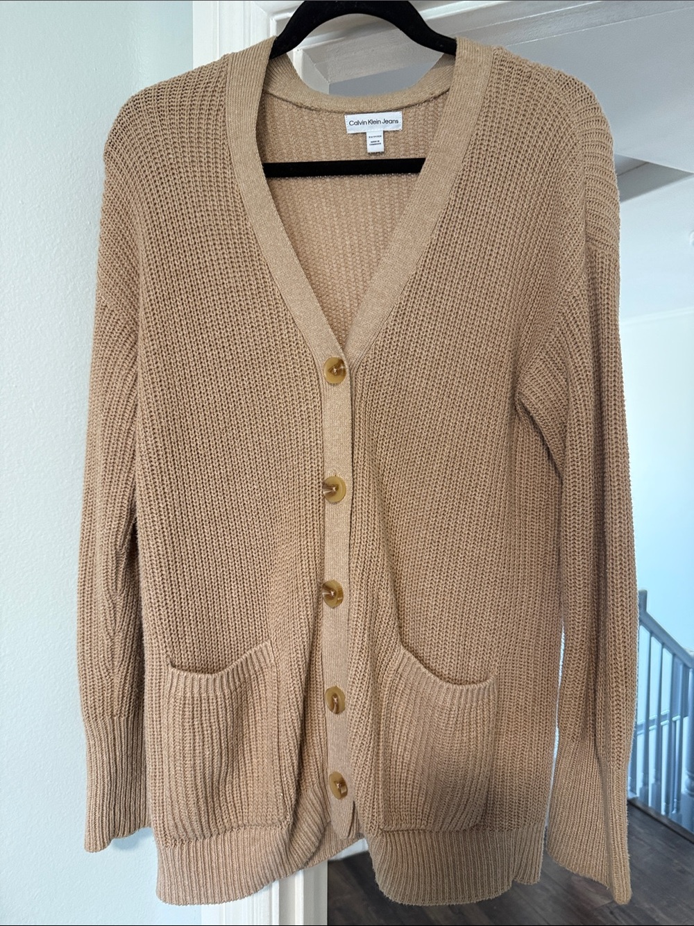 Calvin Klein Jeans Tan Knit Button-Front Cardigan